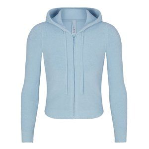SKIMS New Light Cozy Cropped Zip Up Hoodie in Denim (L)